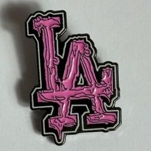 LA Dodgers Pink Drip Wet Paint Melting Chrome Hat Pin Fitted New Era Hats Pins